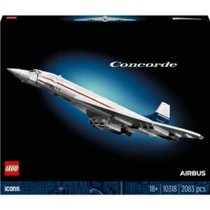 LEGO ICONS Concorde 10318, modelo detalhado do avião supersónico com 2083 peças para adultos.