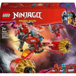 Set LEGO Ninjago 71830: Robô Motard da Tempestade do Kai em ação com figura.