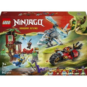 LEGO Ninjago 71857: Set Batalha Casa Árvore com Veículos Ninja em jogo. Crianças a divertirem-se.