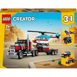 LEGO Creator 31146 - 3 em 1 - Camião de Plataforma com Helicóptero